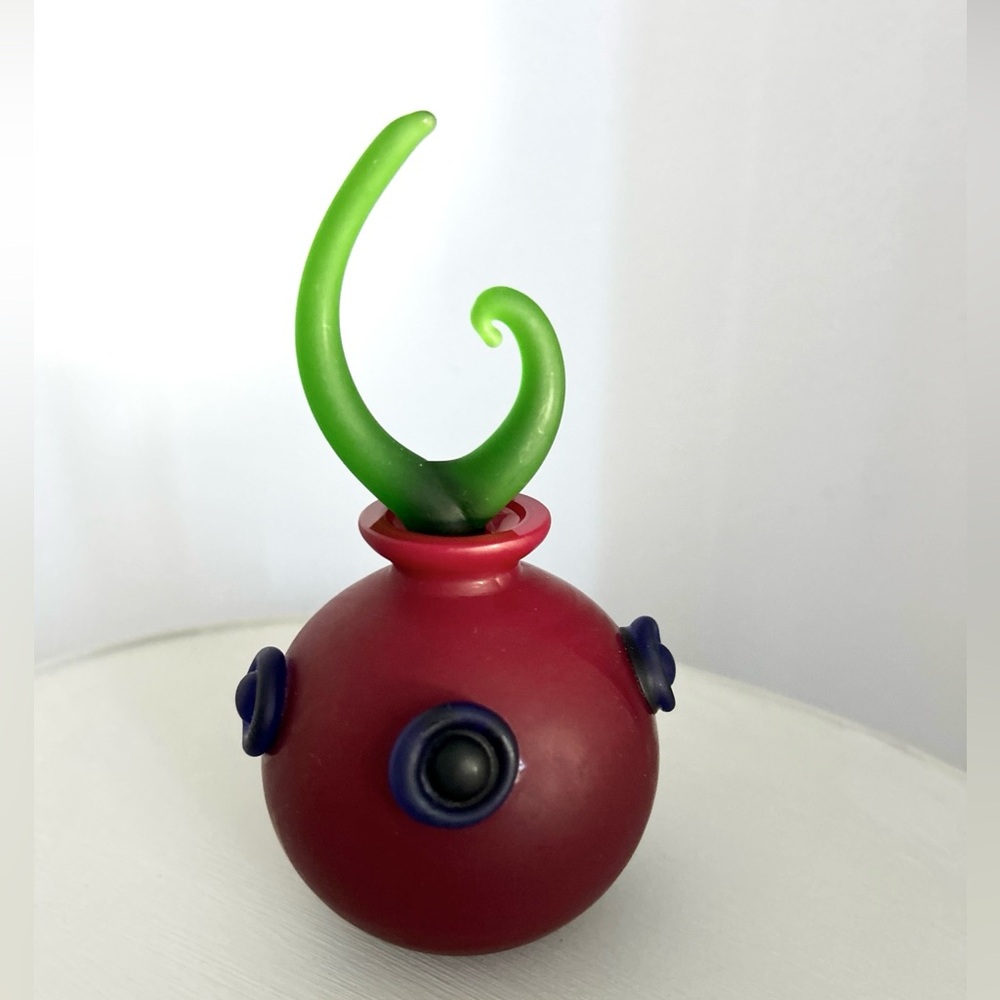 Glass Act Studio Frosted Hand Blown Glass Perfume Bottle Red and Green